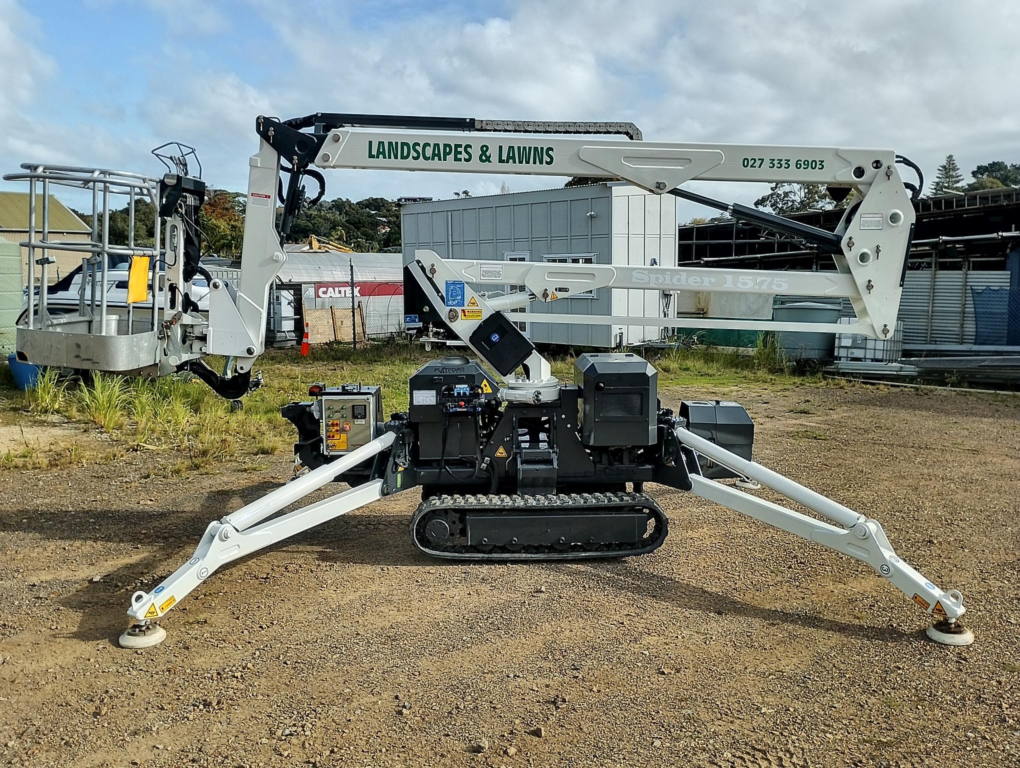 Landscapes and Lawns Spiderlift PB15.75 available for hire